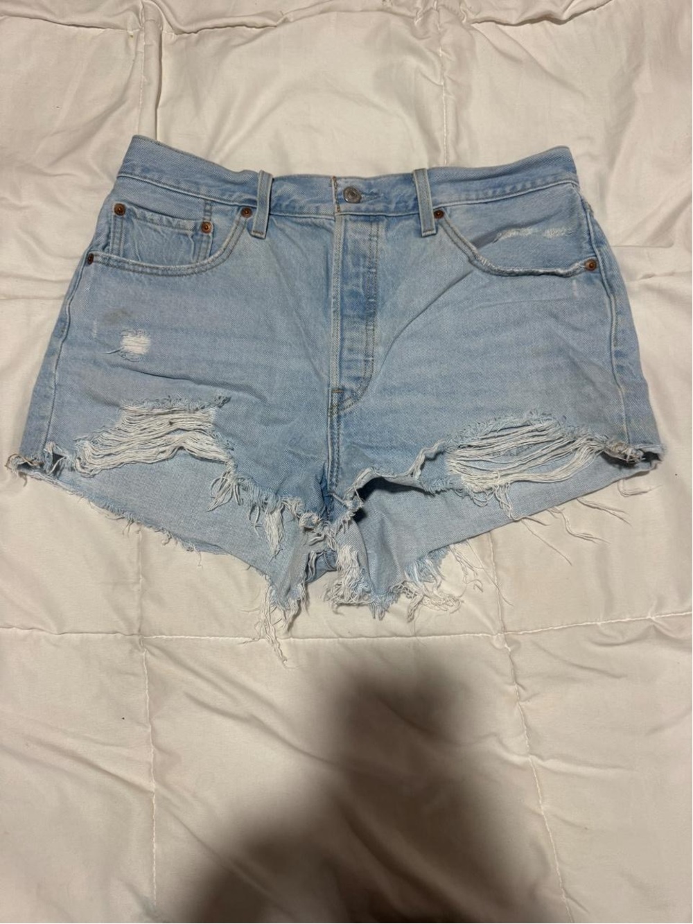 Levi's Light Blue Distressed Cutoff Denim Shorts